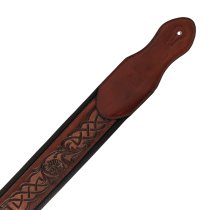 Leather Padded Strap with Celtic Knot Pattern Dark Brown