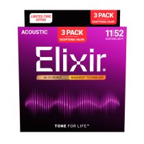Elixir Acoustic 80/20 Bronze w/ NANOWEB® Coating - 3Pk 11027