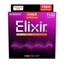 Elixir Acoustic Phosphor Bronze w/ NANOWEB® Technology - 3Pk 16027