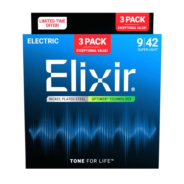 Elixir Electric Nickel Plated Steel w/ OPTIWEB® Technology - 3Pk 19002
