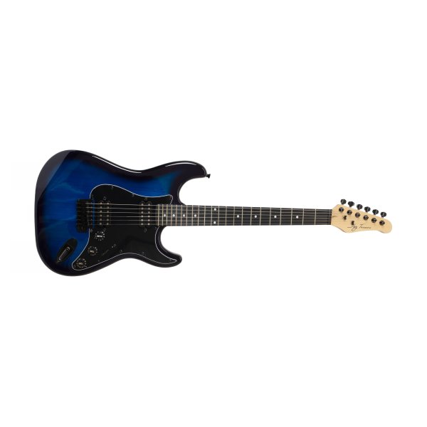 Double-Cutaway Electric Guitar with Dual Humbuckers, Transparent Blue