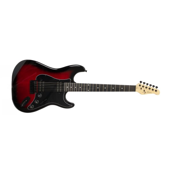 Double-Cutaway Electric Guitar with Dual Humbuckers, Transparent Red