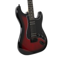 Double-Cutaway Electric Guitar with Dual Humbuckers, Transparent Red