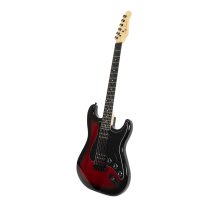 Double-Cutaway Electric Guitar with Dual Humbuckers, Transparent Red