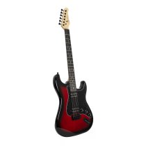 Double-Cutaway Electric Guitar with Dual Humbuckers, Transparent Red