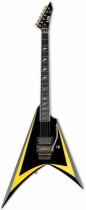 Alexi Laiho Signature Electric Guitar with Case, Black with Yellow Pinstripe