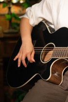 Performance Acoustic-Electric Guitar with Solid Spruce Top, Ash Black