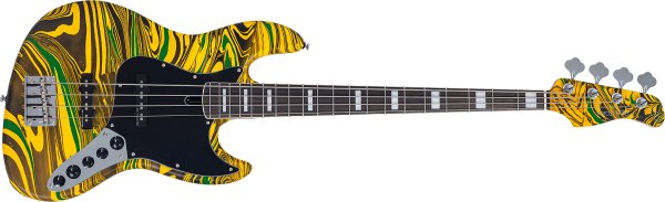 Sire V7 New Gen Jazz Bass Guitar with Marcus Super-J Revolution Pickups, Yellow Swirl