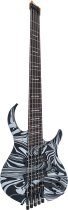 M6 Headless 5-String Bass Guitar with Marcus Heritage-3 Preamp and Gig Bag, Black swirl