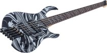 M6 Headless 5-String Bass Guitar with Marcus Heritage-3 Preamp and Gig Bag, Black swirl