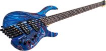 M6 Headless 5-String Bass Guitar with Marcus Heritage-3 Preamp and Gig Bag, Blue swirl
