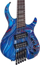 M6 Headless 5-String Bass Guitar with Marcus Heritage-3 Preamp and Gig Bag, Blue swirl
