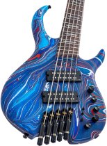 M6 Headless 5-String Bass Guitar with Marcus Heritage-3 Preamp and Gig Bag, Blue swirl