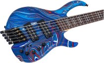M6 Headless 5-String Bass Guitar with Marcus Heritage-3 Preamp and Gig Bag, Blue swirl