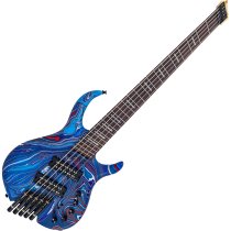 M6 Headless 5-String Bass Guitar with Marcus Heritage-3 Preamp and Gig Bag, Blue swirl