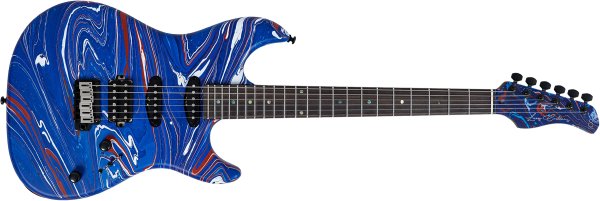 Sire S7 SW Double-Cut Electric Guitar with LC Super HSS Pickups, Blue Swirl