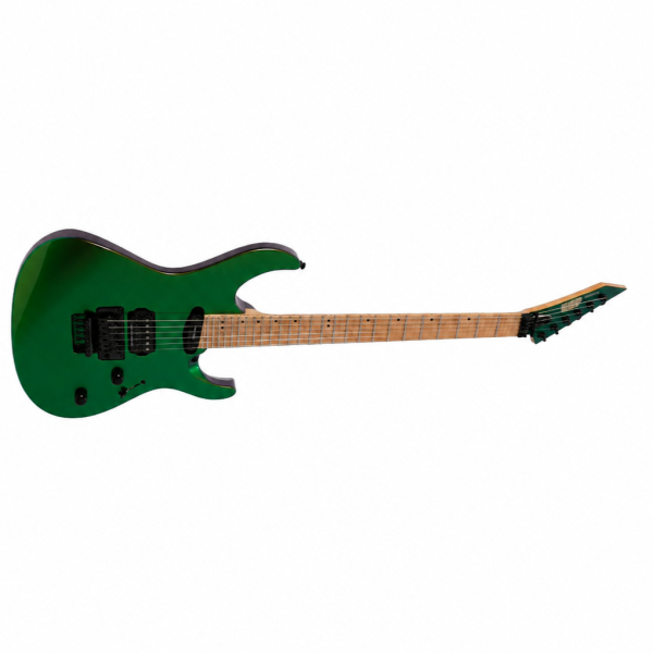 Maverick Flame Maple Electric Guitar with Case, Green Chameleon