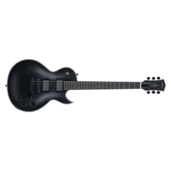 Single-Cut Electric Guitar for Classic Rock & Metal with EMG 81/60 Active Humbuckers, Black Satin