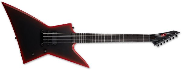 EXL-7 Baritone Black Metal 7-String Electric Guitar, Black Red Burst Satin
