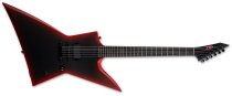 EXL Baritone Black Metal Electric Guitar, Black Red Burst Satin