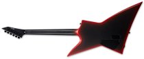 EXL Baritone Black Metal Electric Guitar, Black Red Burst Satin