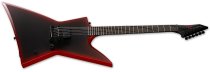 EXL Baritone Black Metal Electric Guitar, Black Red Burst Satin