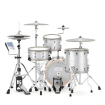9-Piece Electronic Drum Kit with 3-Zone Cymbals, 8" Splash & Bluetooth MIDI, White Sparkle