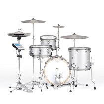 9-Piece Electronic Drum Kit with 3-Zone Cymbals, 8" Splash & Bluetooth MIDI, White Sparkle