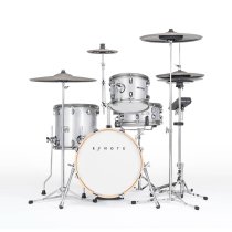 9-Piece Electronic Drum Kit with 3-Zone Cymbals, 8″ Splash & Bluetooth MIDI, White Sparkle