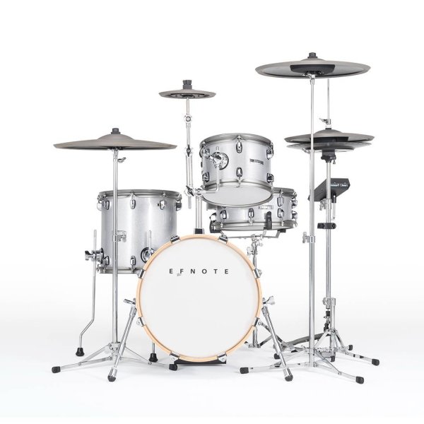 9-Piece Electronic Drum Kit with 3-Zone Cymbals, 8" Splash & Bluetooth MIDI, White Sparkle