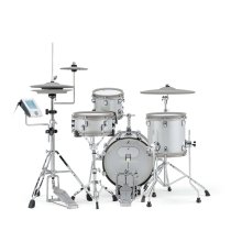 Mini Compact Electronic Drum Kit with Real Sounds and Mesh Heads, White sparkle