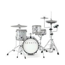 Mini Compact Electronic Drum Kit with Real Sounds and Mesh Heads, White sparkle