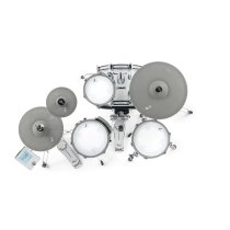 Mini Compact Electronic Drum Kit with Real Sounds and Mesh Heads, White sparkle