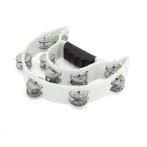 White Double Cutaway Tambourine