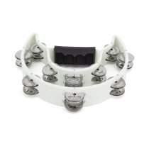 White Double Cutaway Tambourine