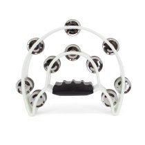 White Double Cutaway Tambourine
