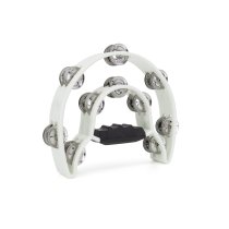 White Double Cutaway Tambourine