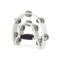 White Double Cutaway Tambourine