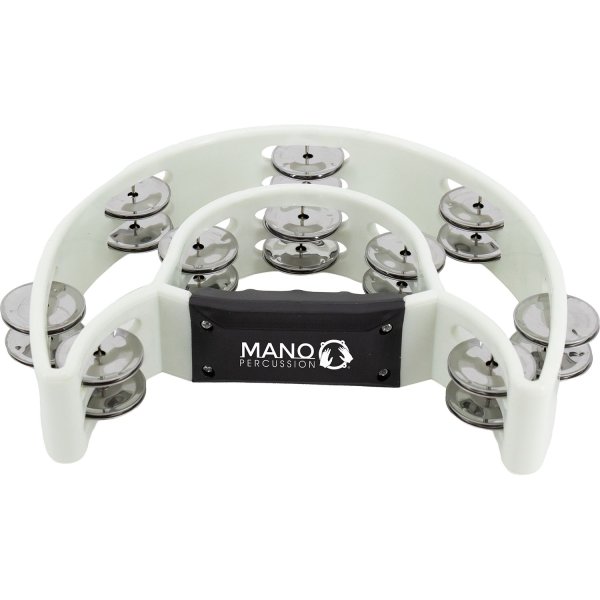 White Double Cutaway Tambourine